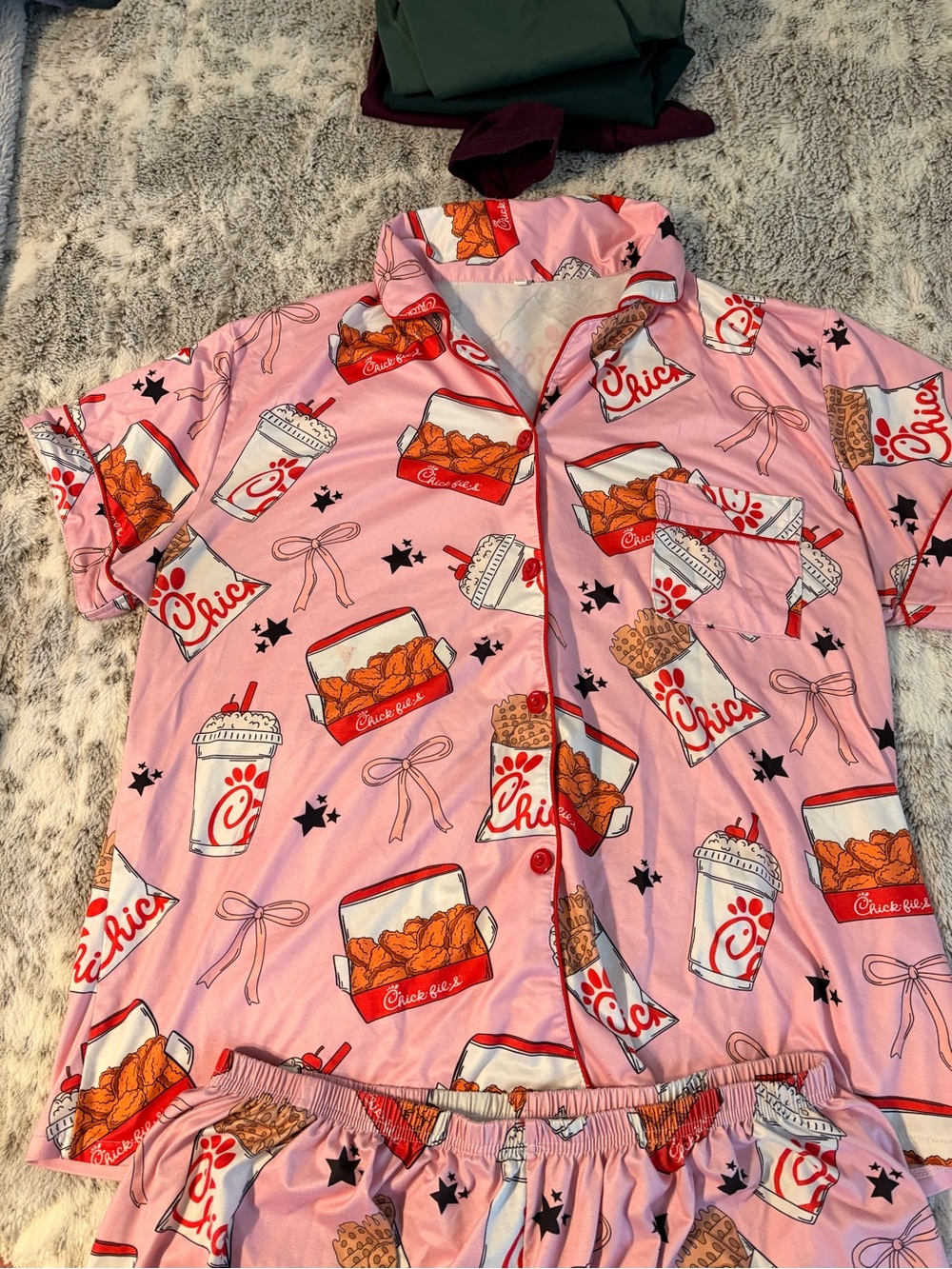 Pink Chic Fil A pajama Set - Short Sleeve Top & Shorts - Picture 2 of 2